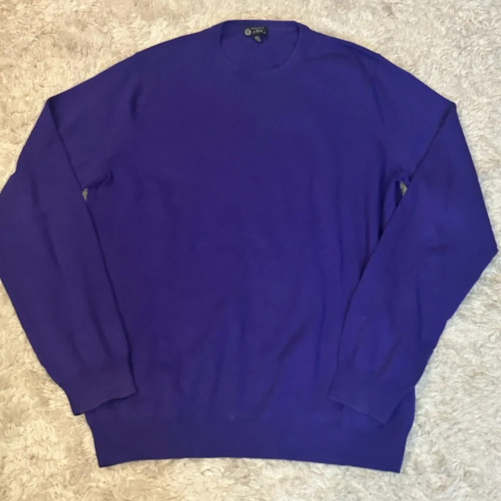 J. Crew Men's 100% Merino Wool Purple Crewneck Sweater - Large Tall